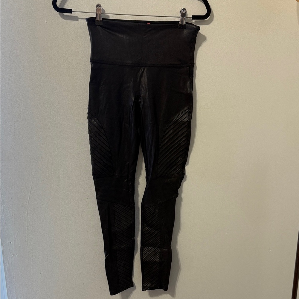 SPANX Black Moto High Waist Slimming Full Length Leggings Size M